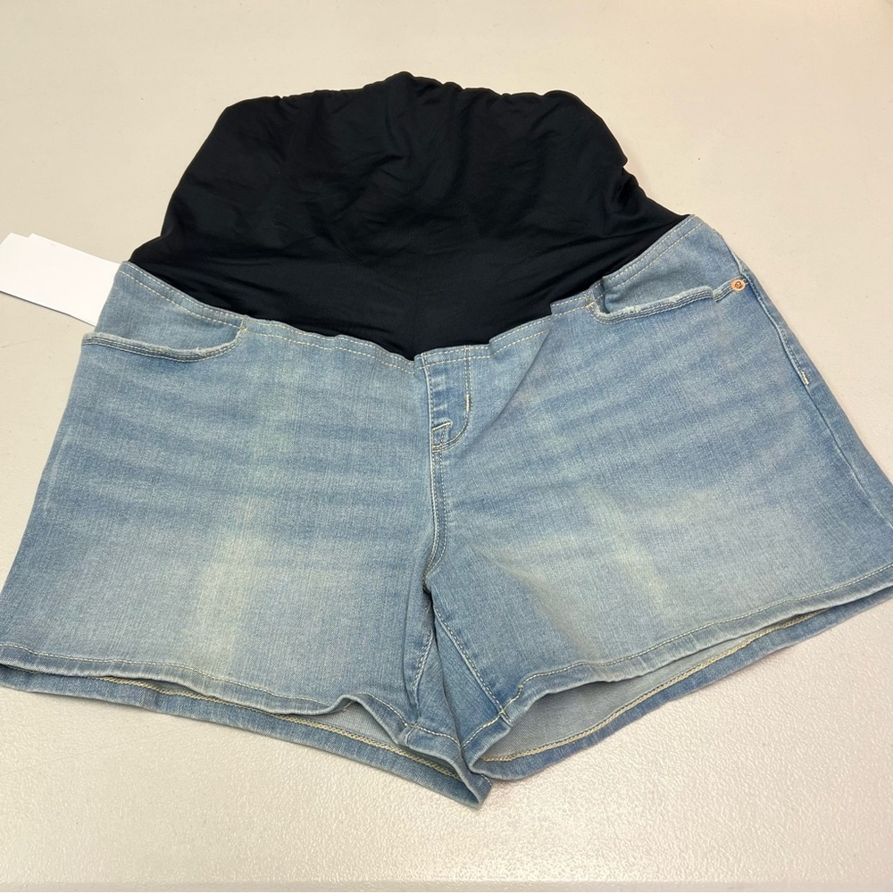 Isabel Maternity Super Stretch Blue Denim Midi Short Size 12